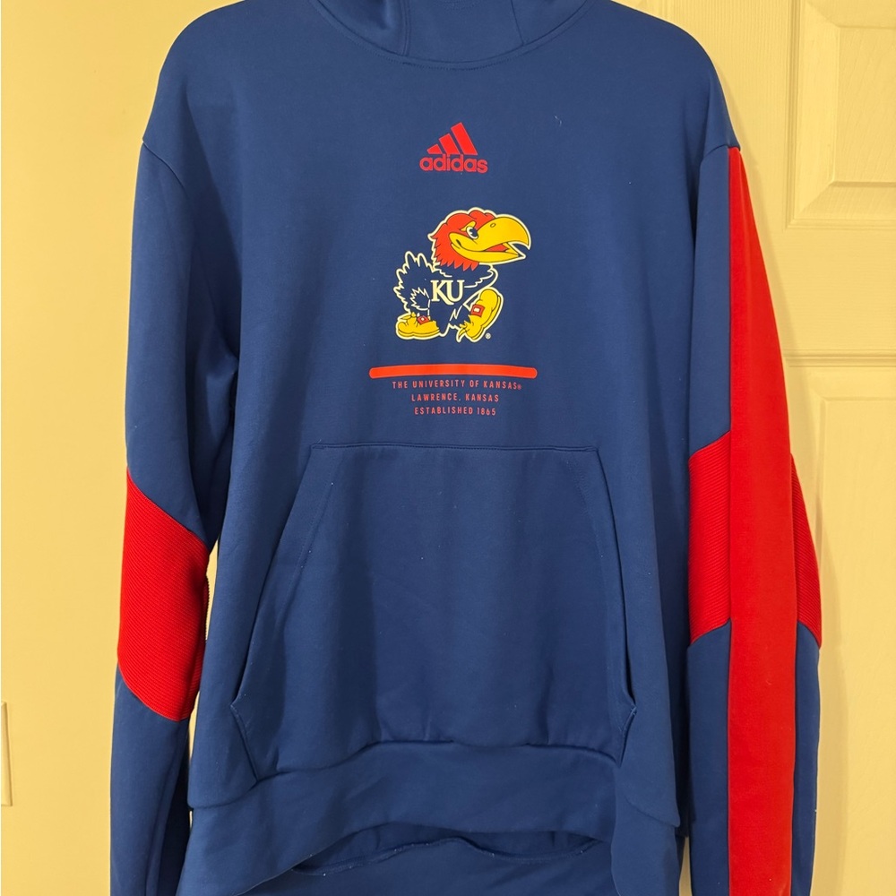 Adidas Blue and Red KU Jayhawks Hoodie
